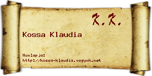 Kossa Klaudia névjegykártya